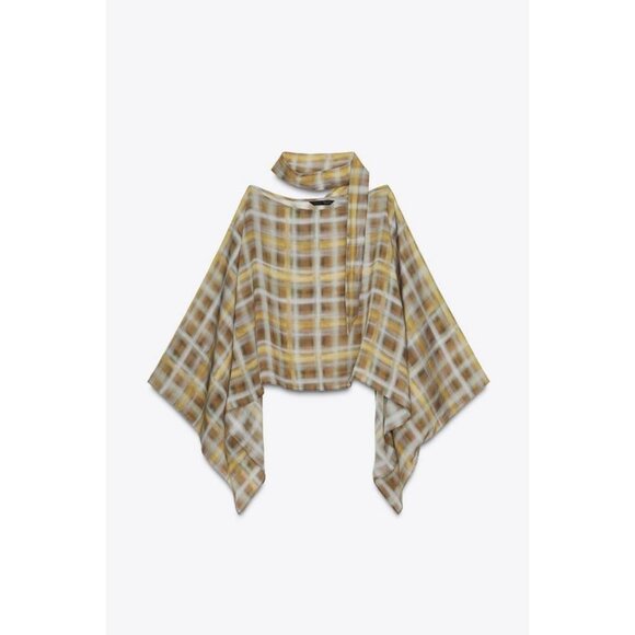 ZARA CHECK SCARF CAPE - Picture 1 of 8